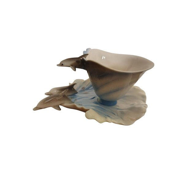 Franz Dolphin Teacup & Saucer Set, Riding Ocean Waves Porcelain Hand Painted - Picture 4 of 9